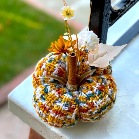 Fall Decor Handmade Crochet Pumpkins - Set of 2 Medium Size - Picture 5 of 5